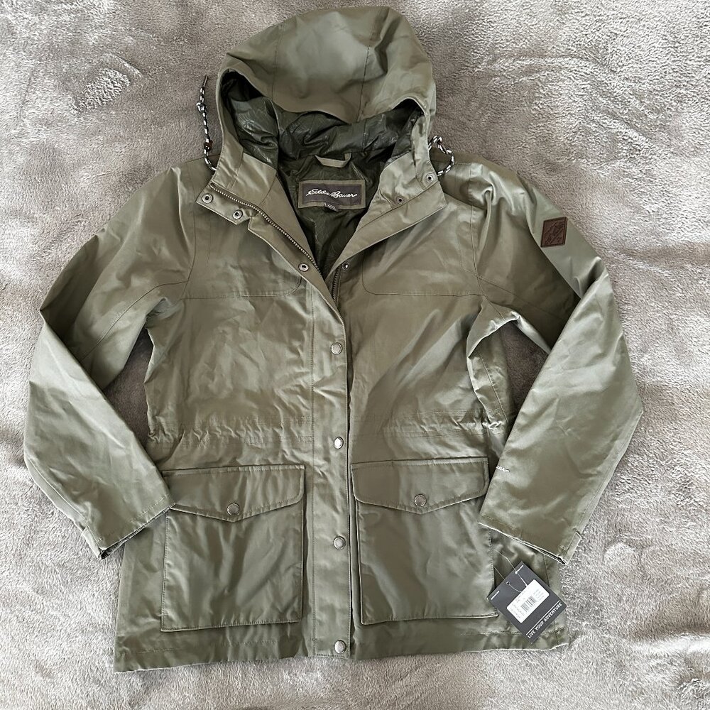 NWT Eddie Bauer Charly Jacket Green Women's size LARGE Rain Anorak